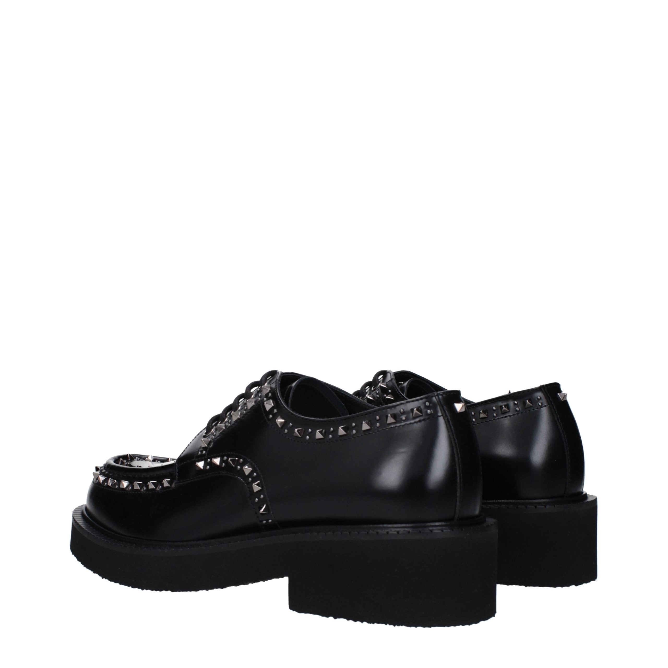 Valentino Garavani Black Leather Oxfords And Derbies