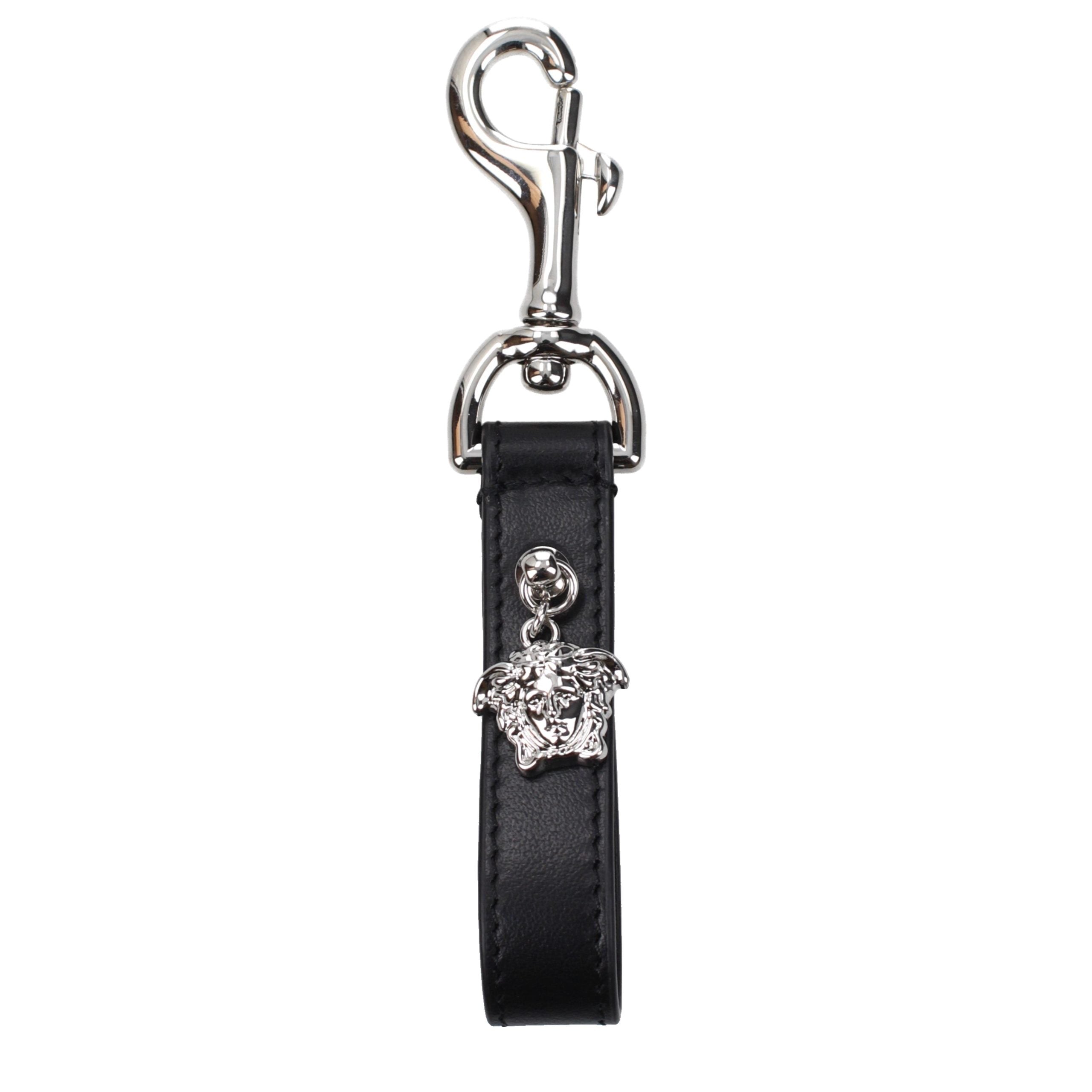 Versace Black Leather Keychain