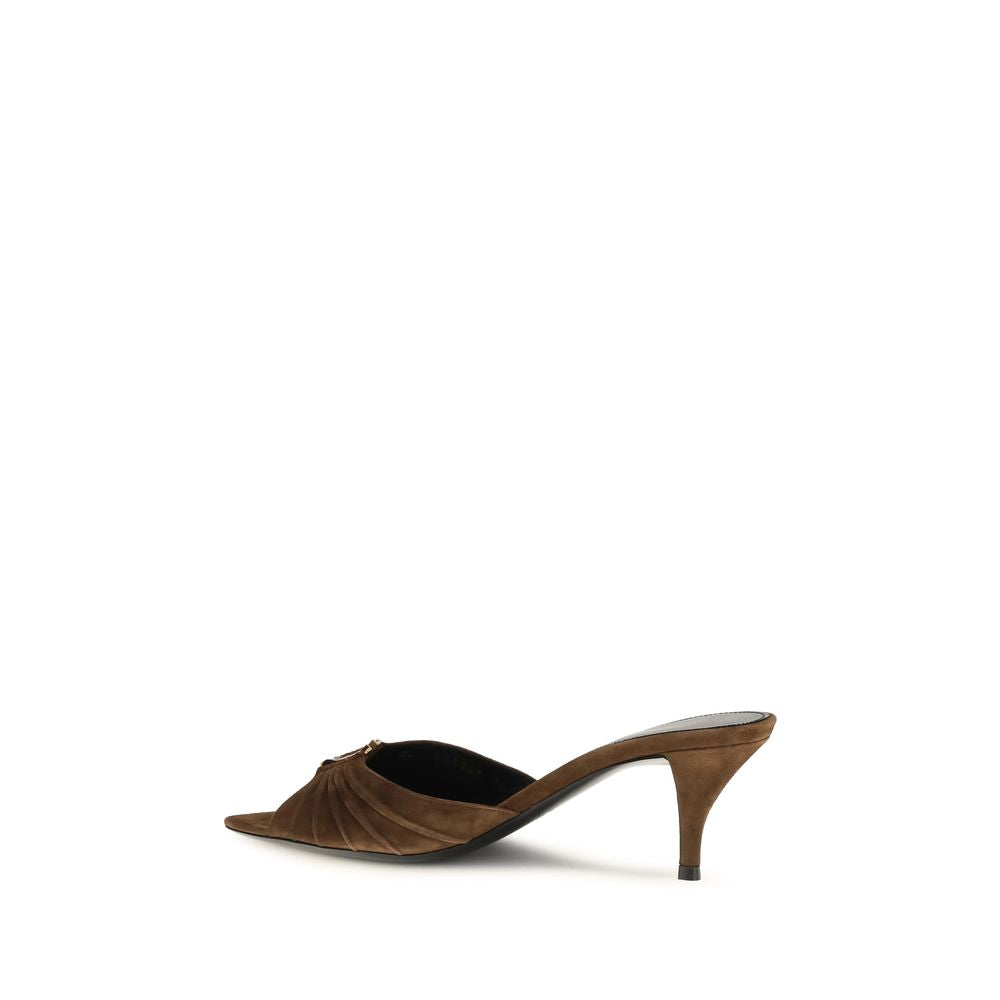 Saint Laurent Brown Calf Leather Bos Taurus Stiletto Heel Sandals