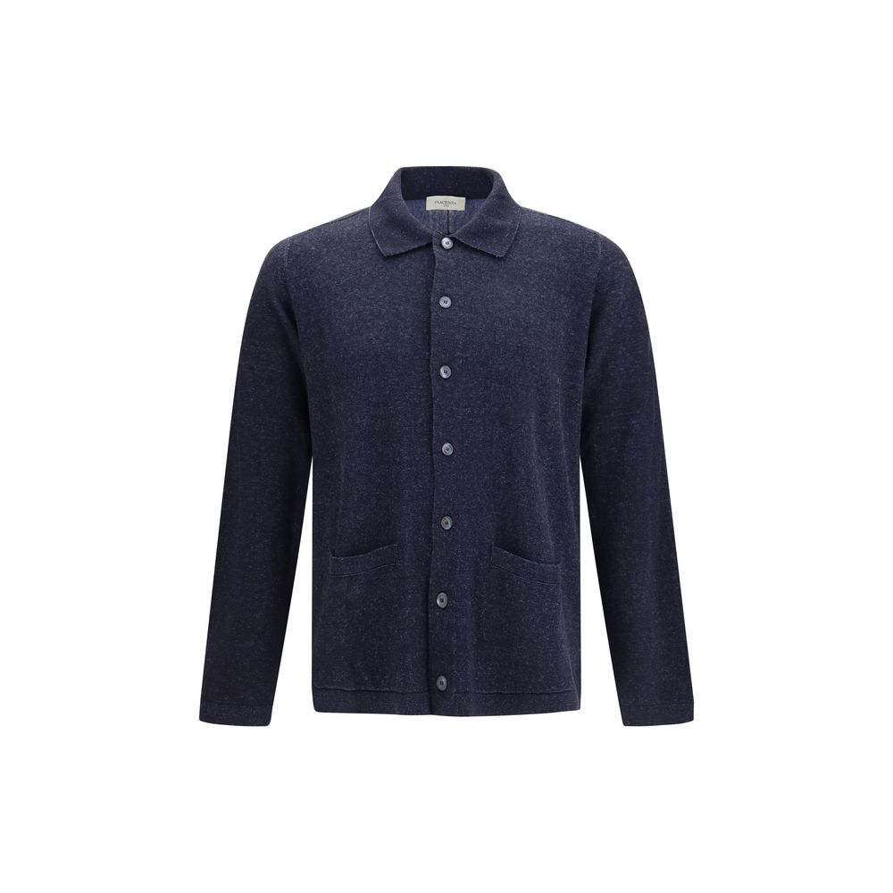 Piacenza Cashmere Blue Silk Cardigan