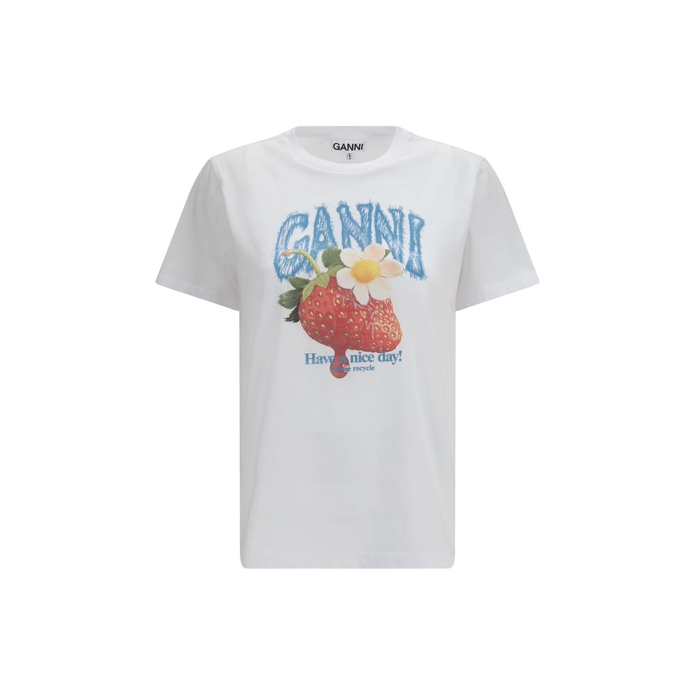 Ganni White Cotton T-Shirt