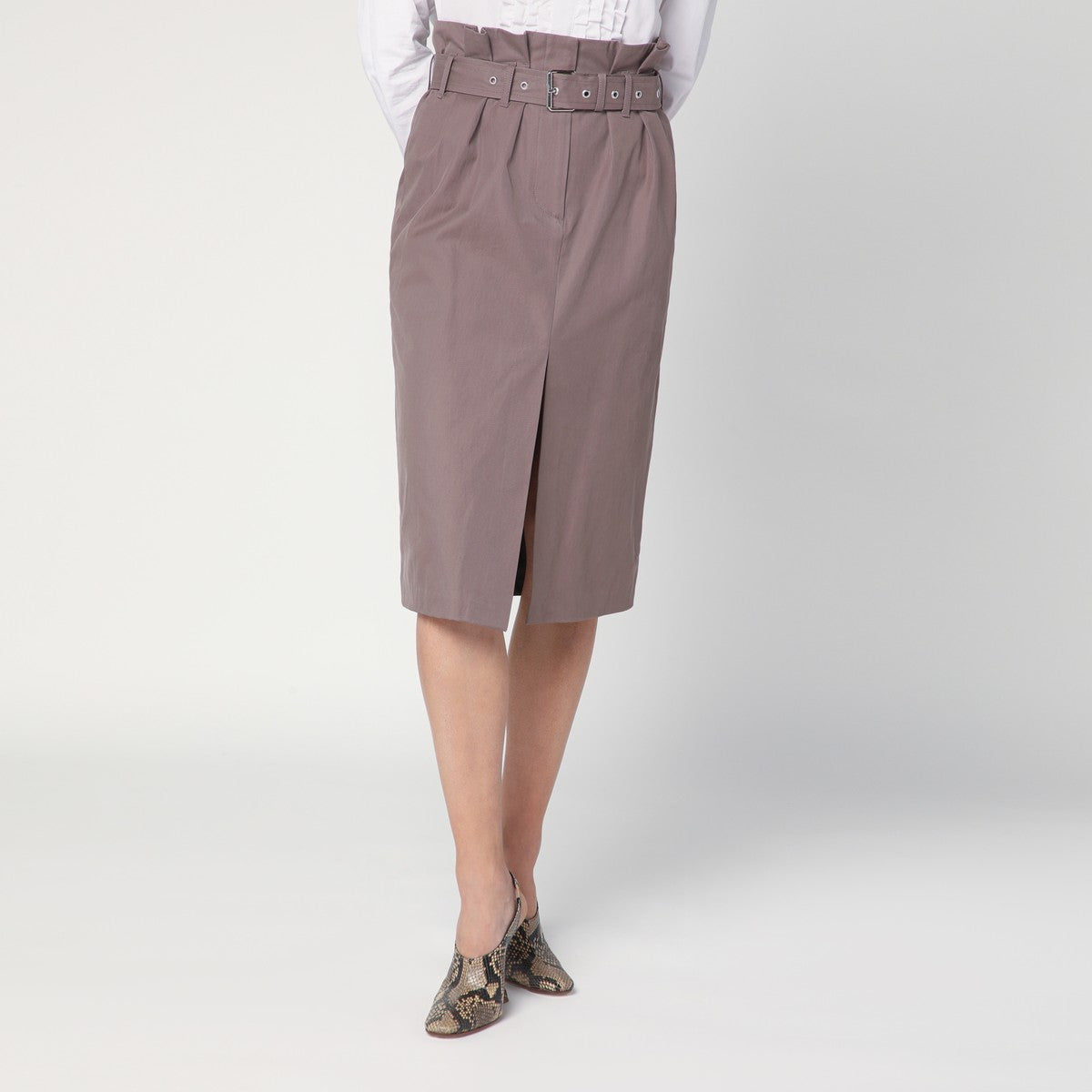 Dries Van Noten Dries Van Noten Taupe skirt in cotton with belt