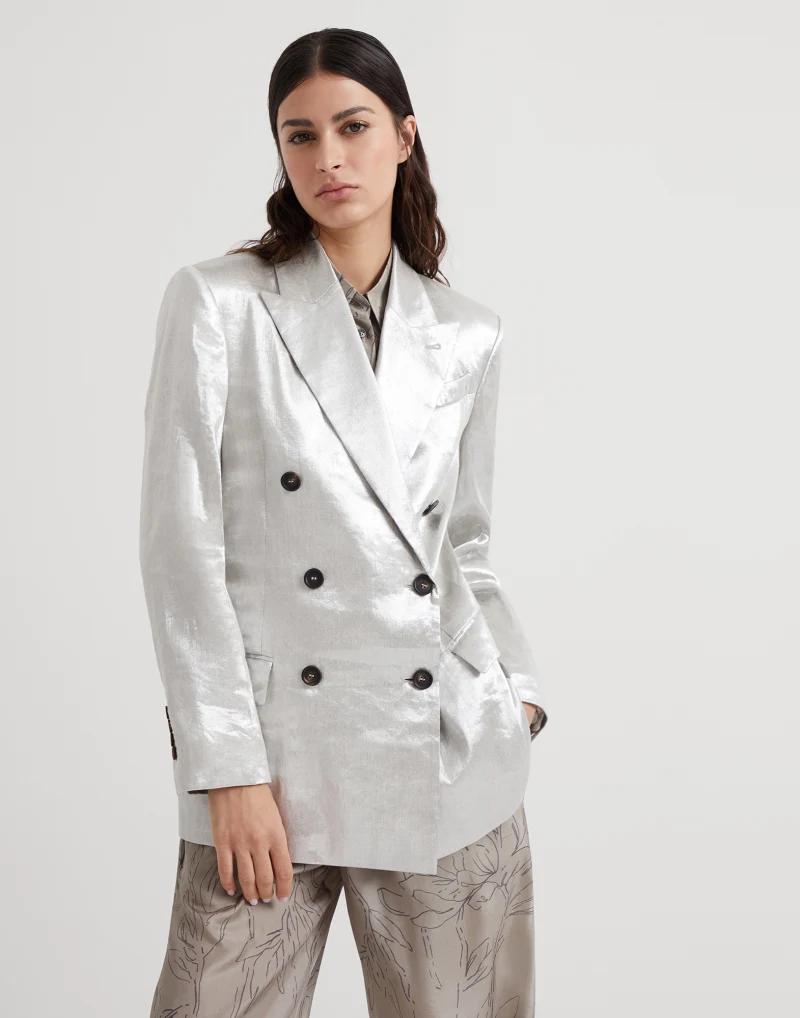 Brunello Cucinelli Silver Linen Blazer