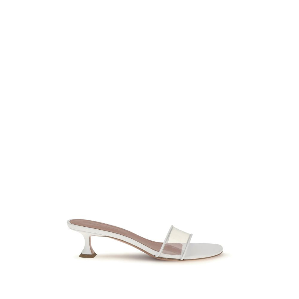 Amina Muaddi White Pvc Sandals
