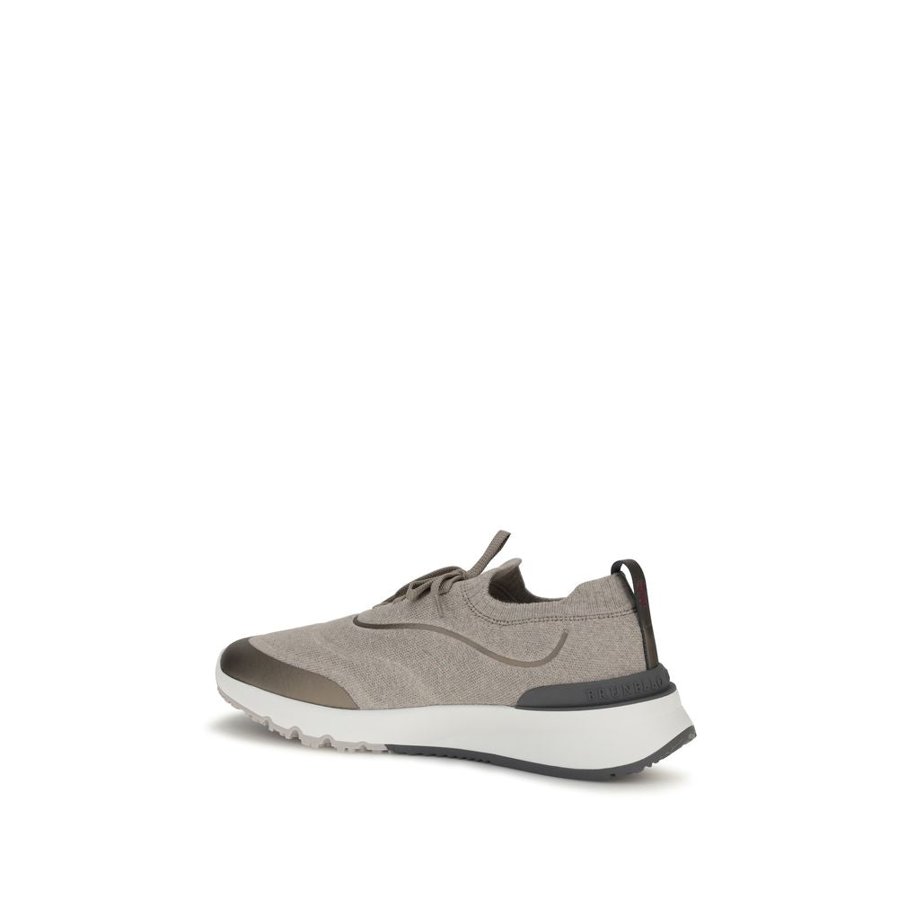 Brunello Cucinelli Brown Cotton Athletic Sneakers