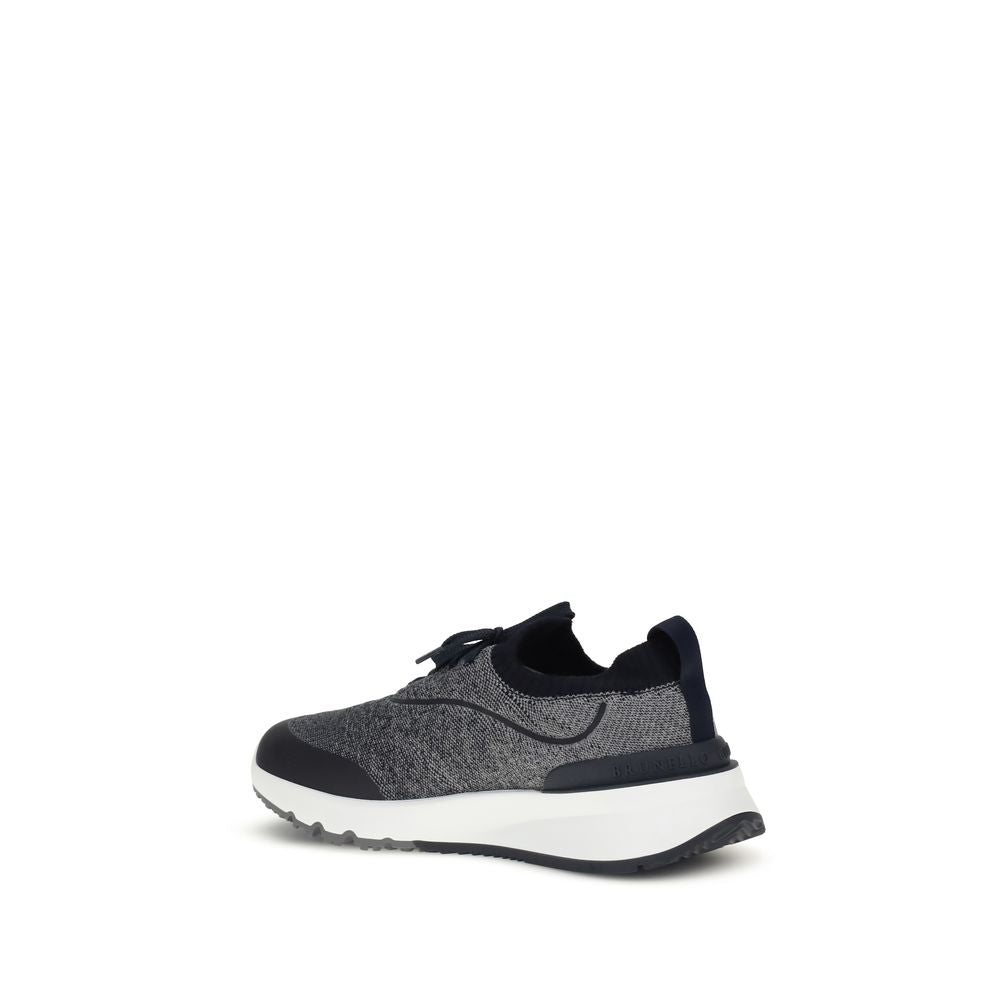 Brunello Cucinelli Gray Cotton Athletic Sneakers
