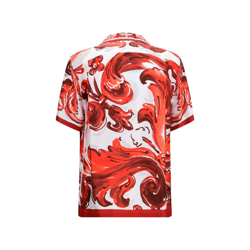 Dolce & Gabbana Red Silk Pattern Shirt