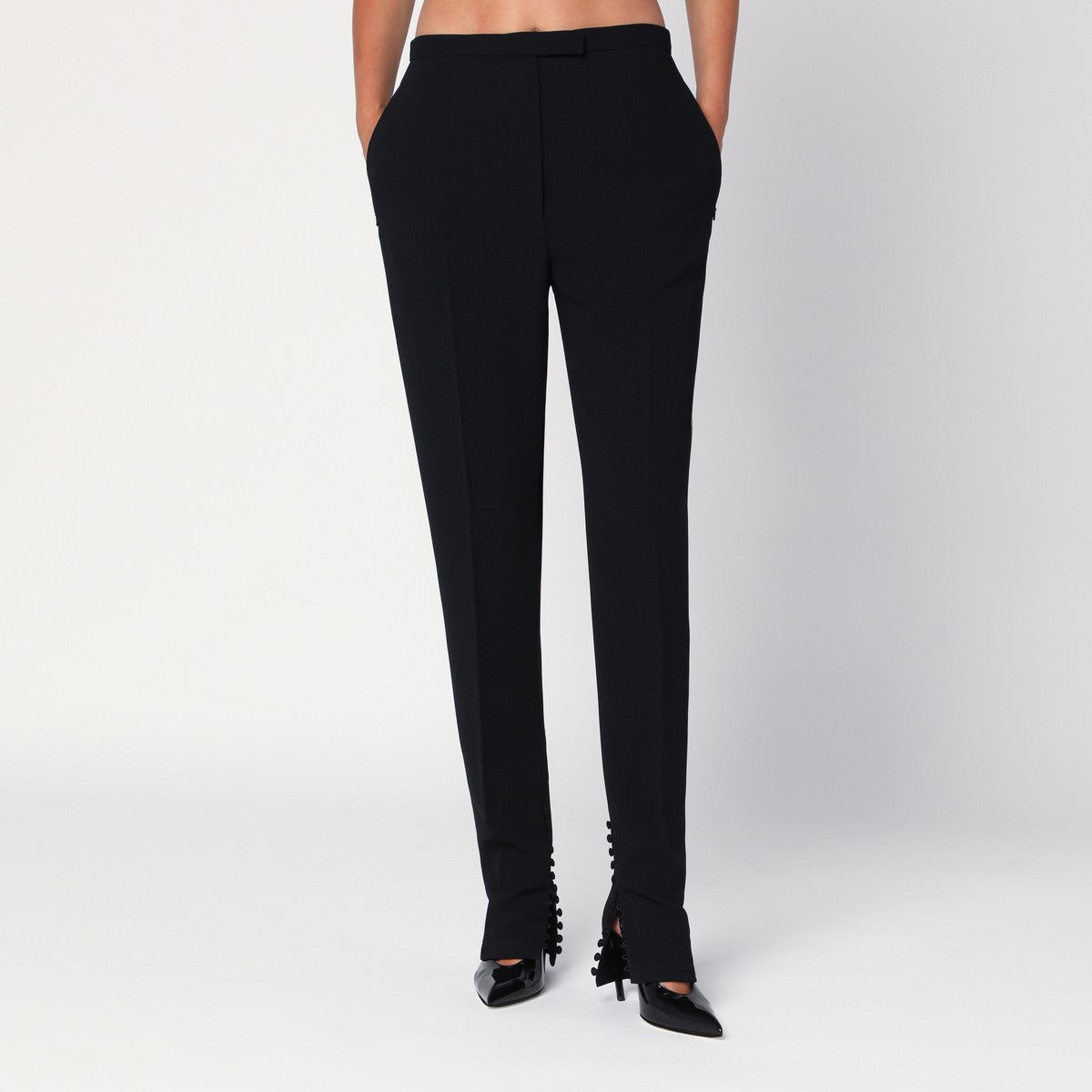 Dries Van Noten Dries Van Noten Black trousers with slits and buttons