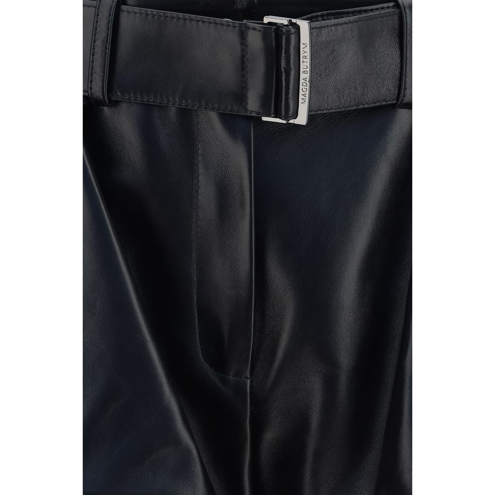 Magda Butrym Black Lambskin Bermuda Shorts
