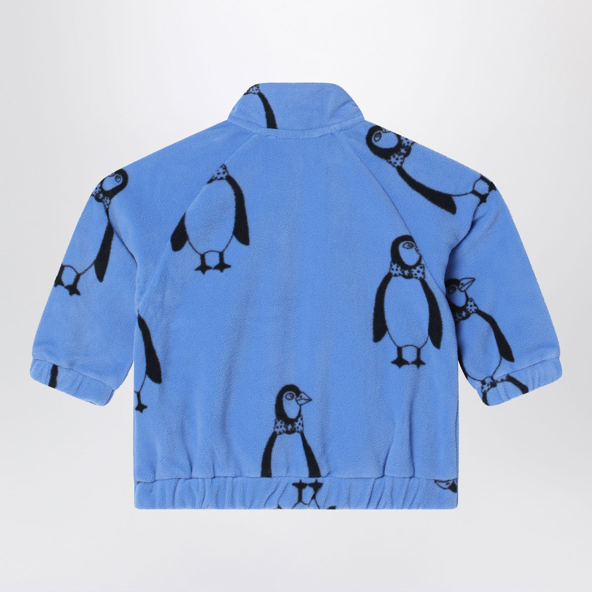 Mini Rodini Mini Rodini Blue zip-up sweatshirt with penguins