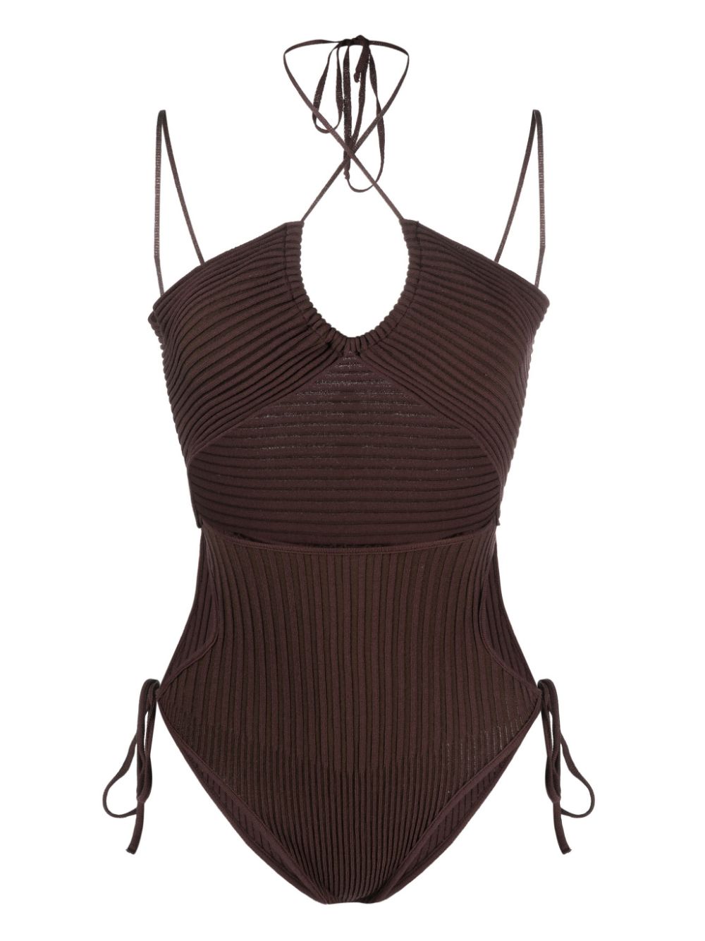 ANDREĀDAMO ANDREĀDAMO Andrea Adamo halterneck-fastening ribbed-knit bodysuit