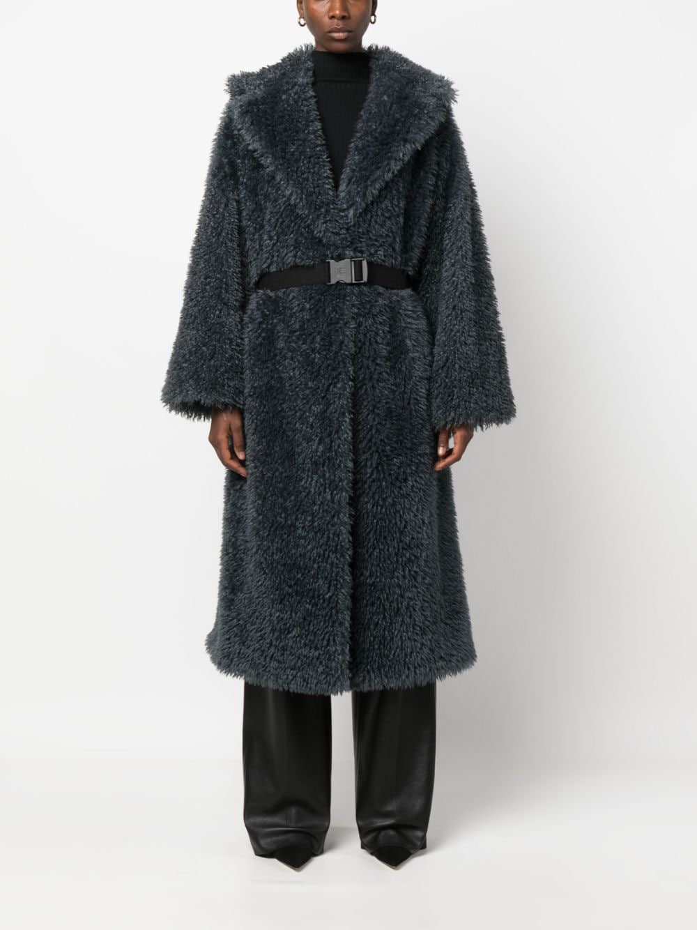 Ermanno Scervino Ermanno Scervino belted shearling wool coat