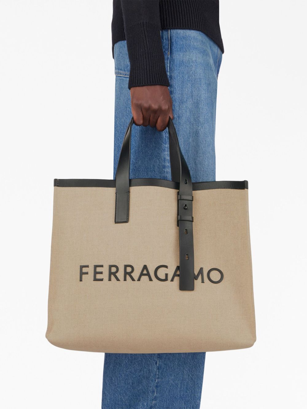 Ferragamo Ferragamo logo-embossed leather tote bag