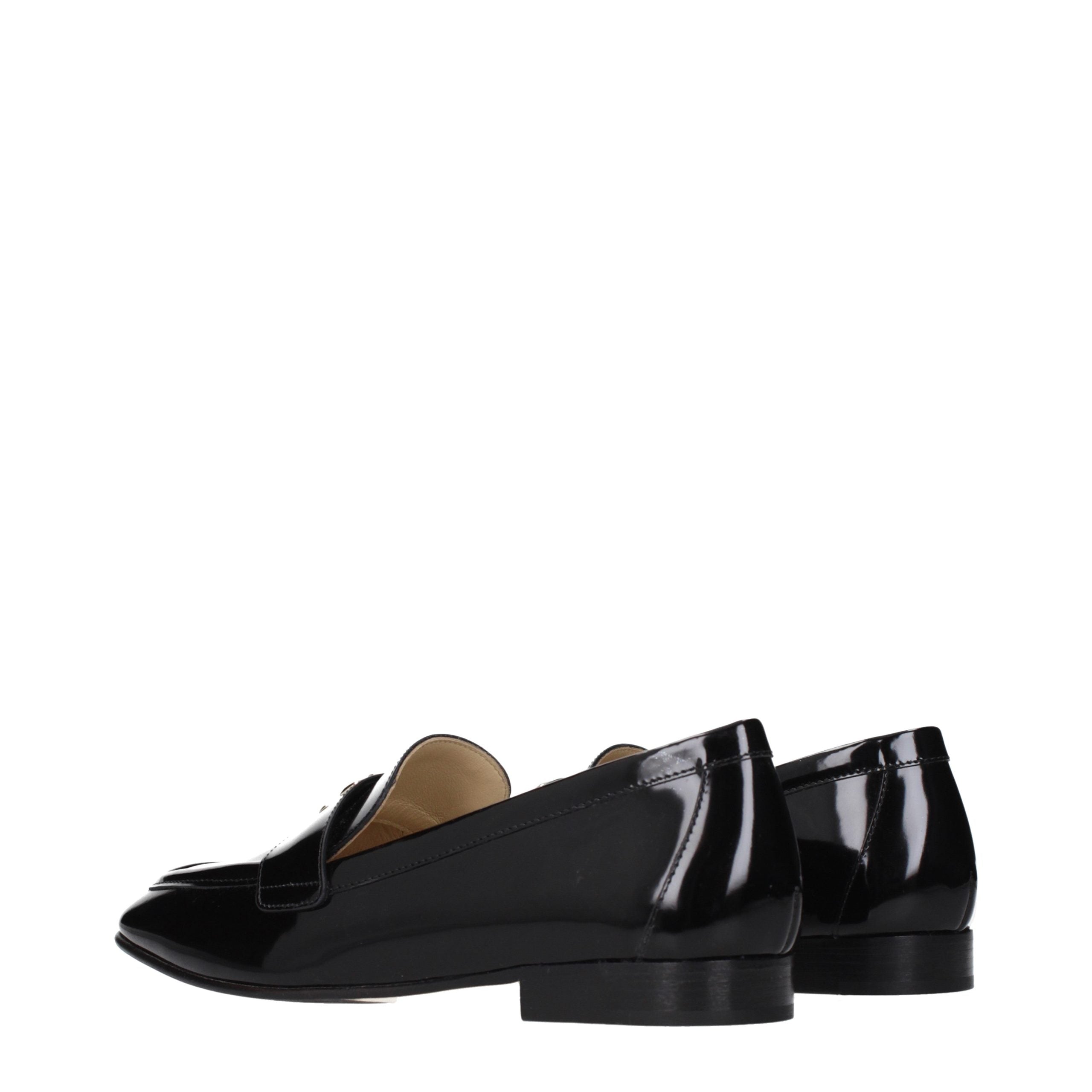 Jimmy Choo Black Leather Slip-On Loafers