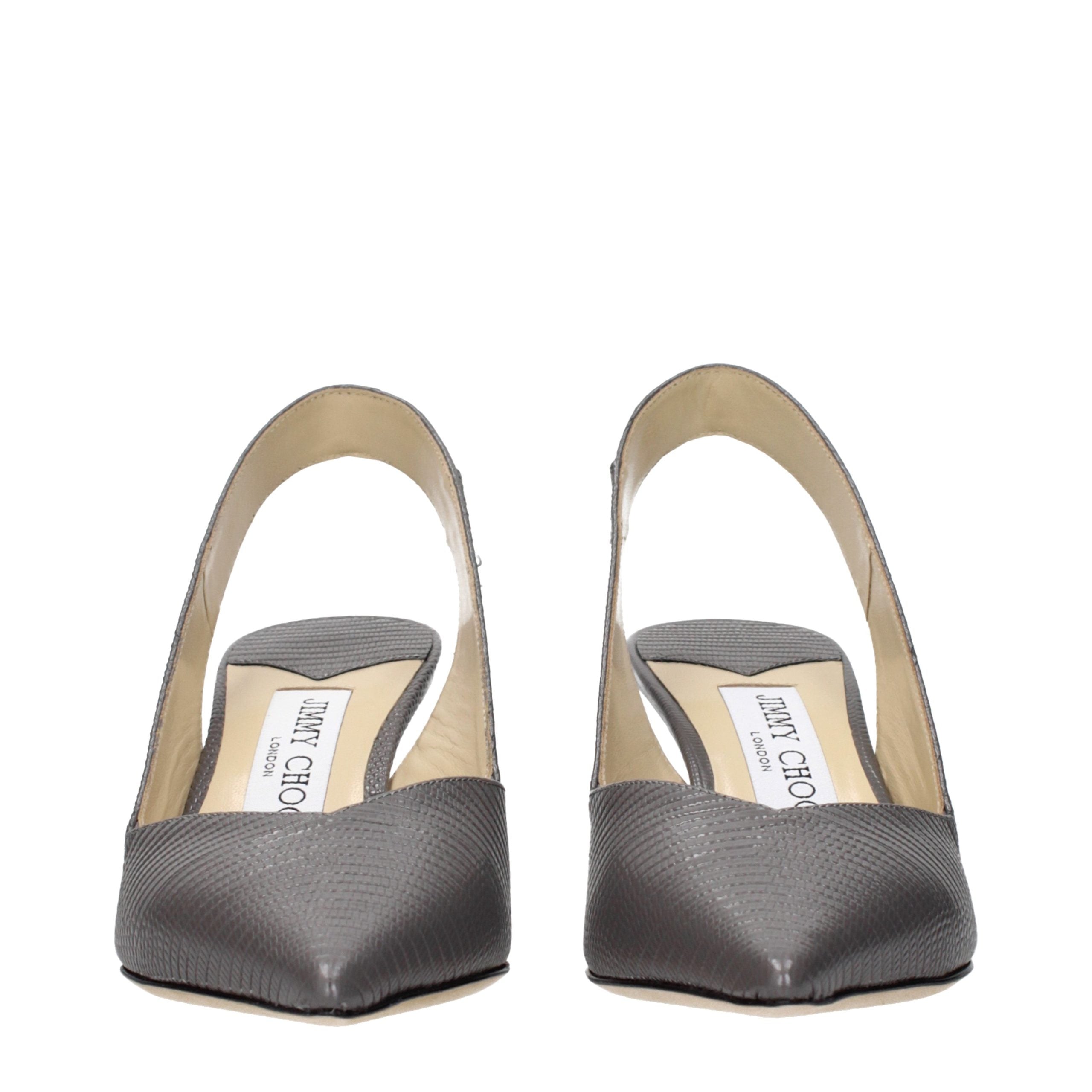 Jimmy Choo Gray Leather High Heel Pumps