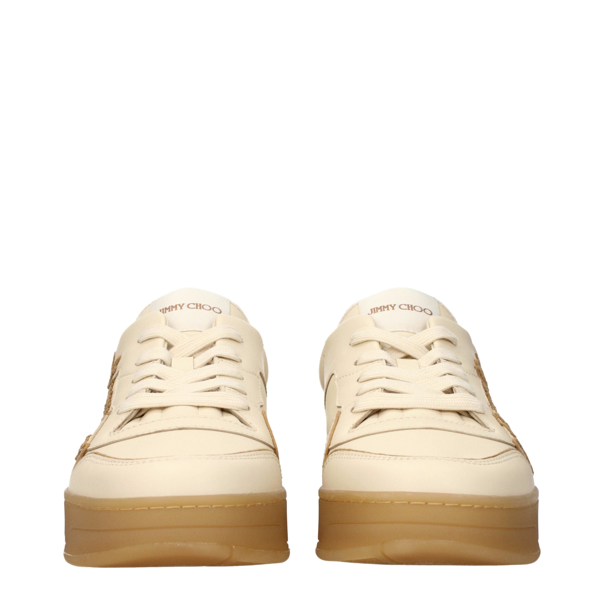 Jimmy Choo Beige Leather Low Top Sneakers