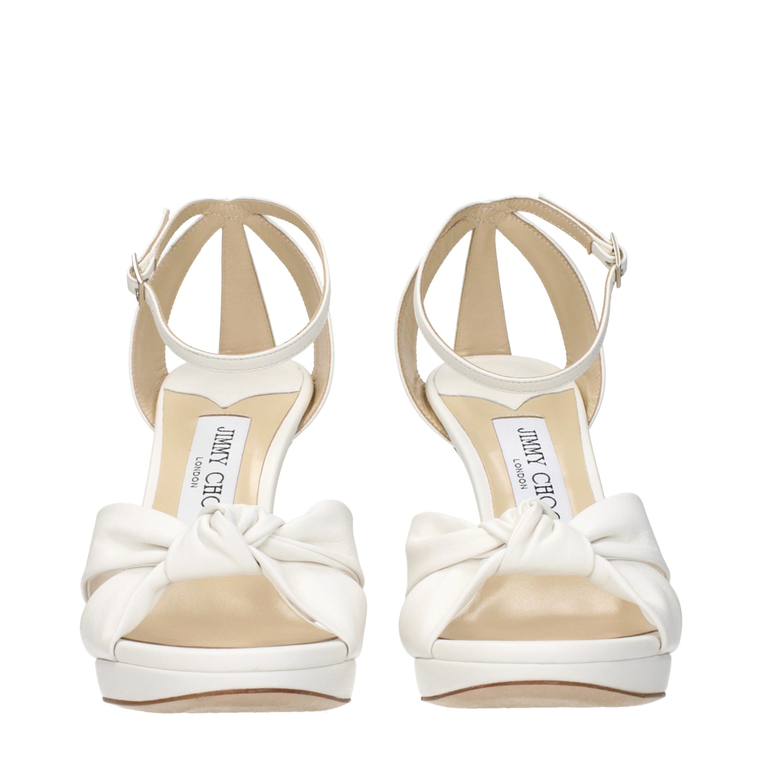 Jimmy Choo White Leather Platform Sandals