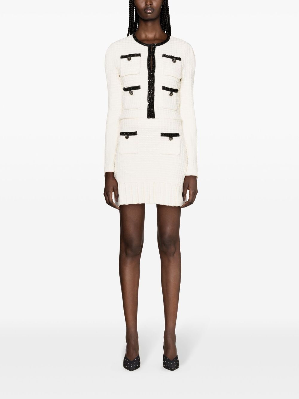 Self-Portrait Self-Portrait Waffle-knit mini skirt