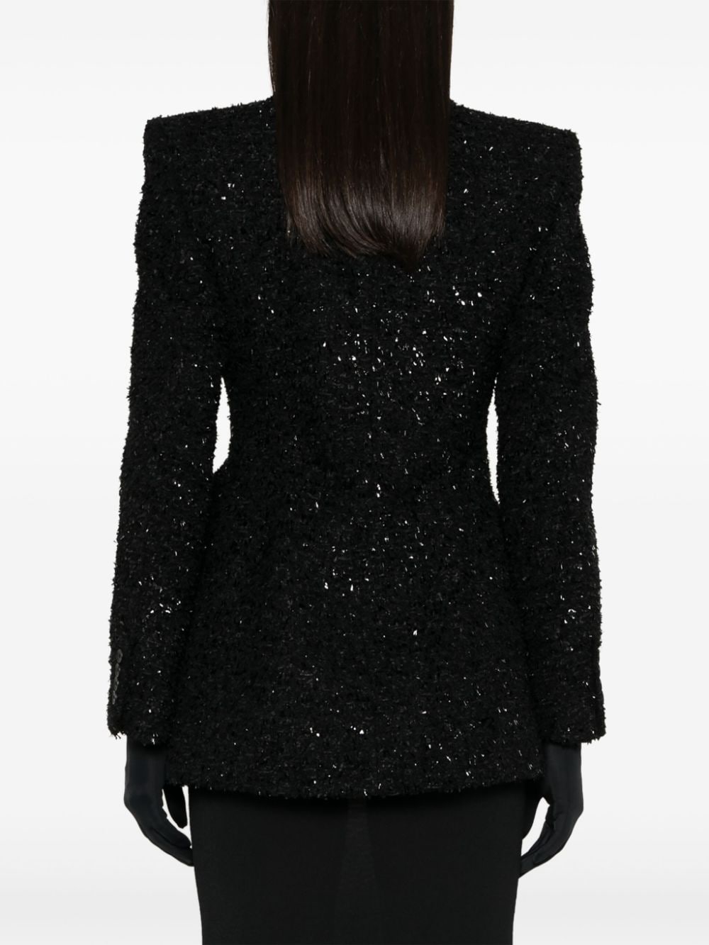 Balenciaga Balenciaga Hourglass tweed-texture padded-shoulder wool-blend blazer