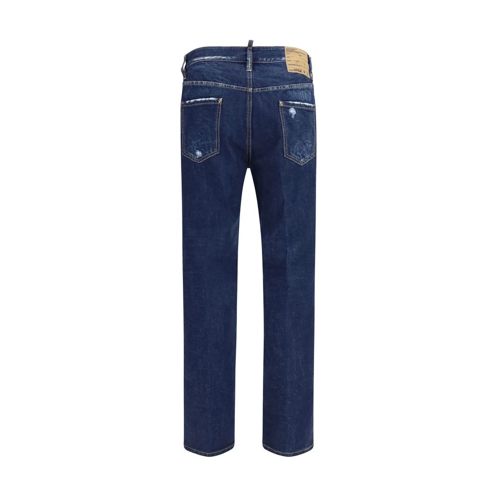 Dsquared² Blue Cotton Straight-Leg Jeans
