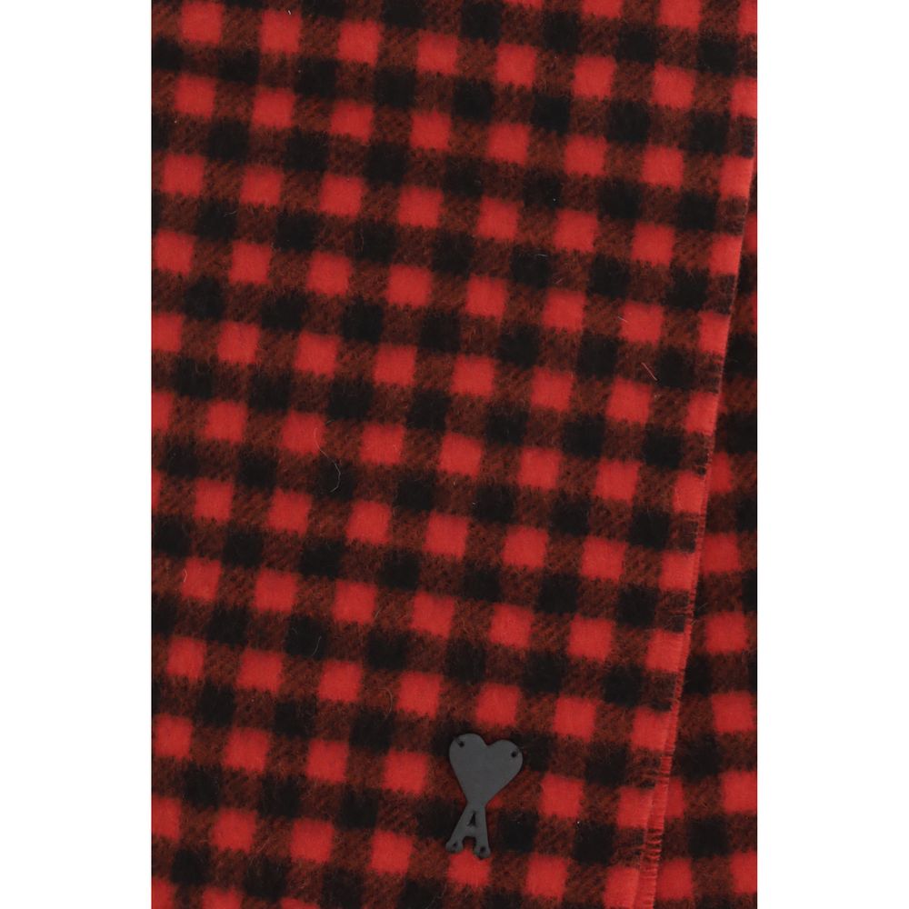 Ami Paris Red Wool Oves Aries Scarf