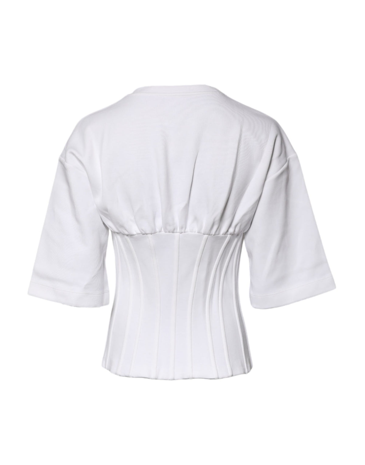 Dolce & Gabbana White Cotton Blend Corset Style Blouse Top