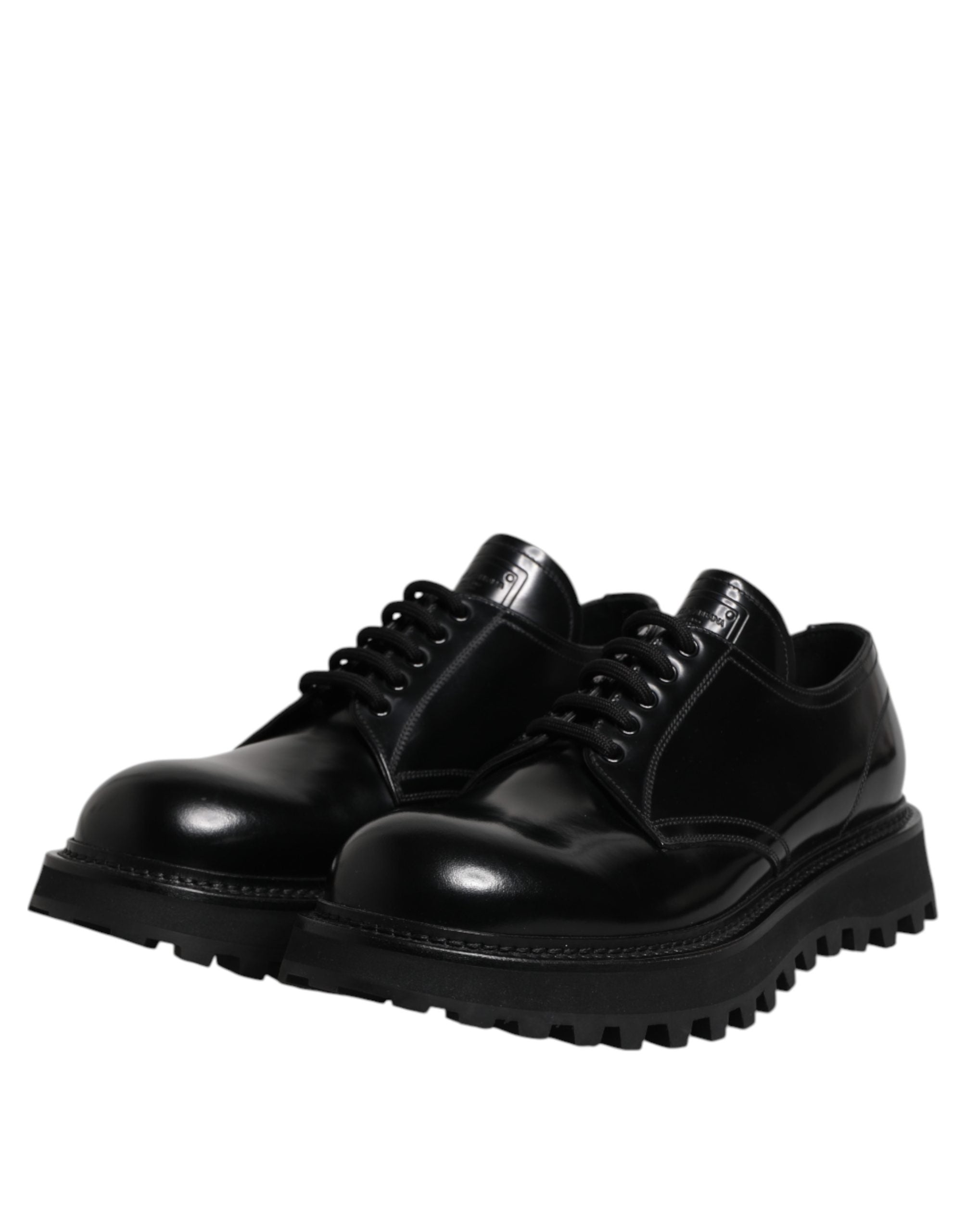 Dolce & Gabbana Black Calf Leather Hi-Trekking Derby Shoes