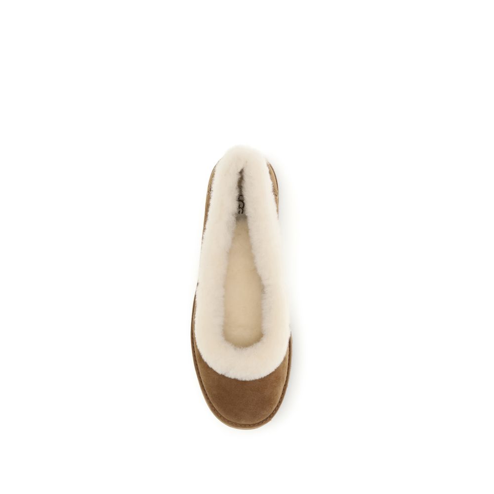 UGG Beige Calf Leather Bos Taurus Ballet Flats