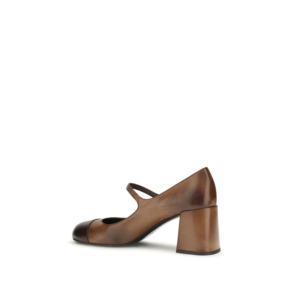 Miu Miu Brown Calf Leather Bos Taurus Ballet Flats