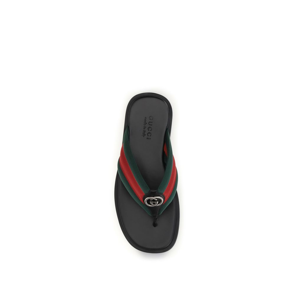 Gucci Black Nylon Flip-Flop Sandals