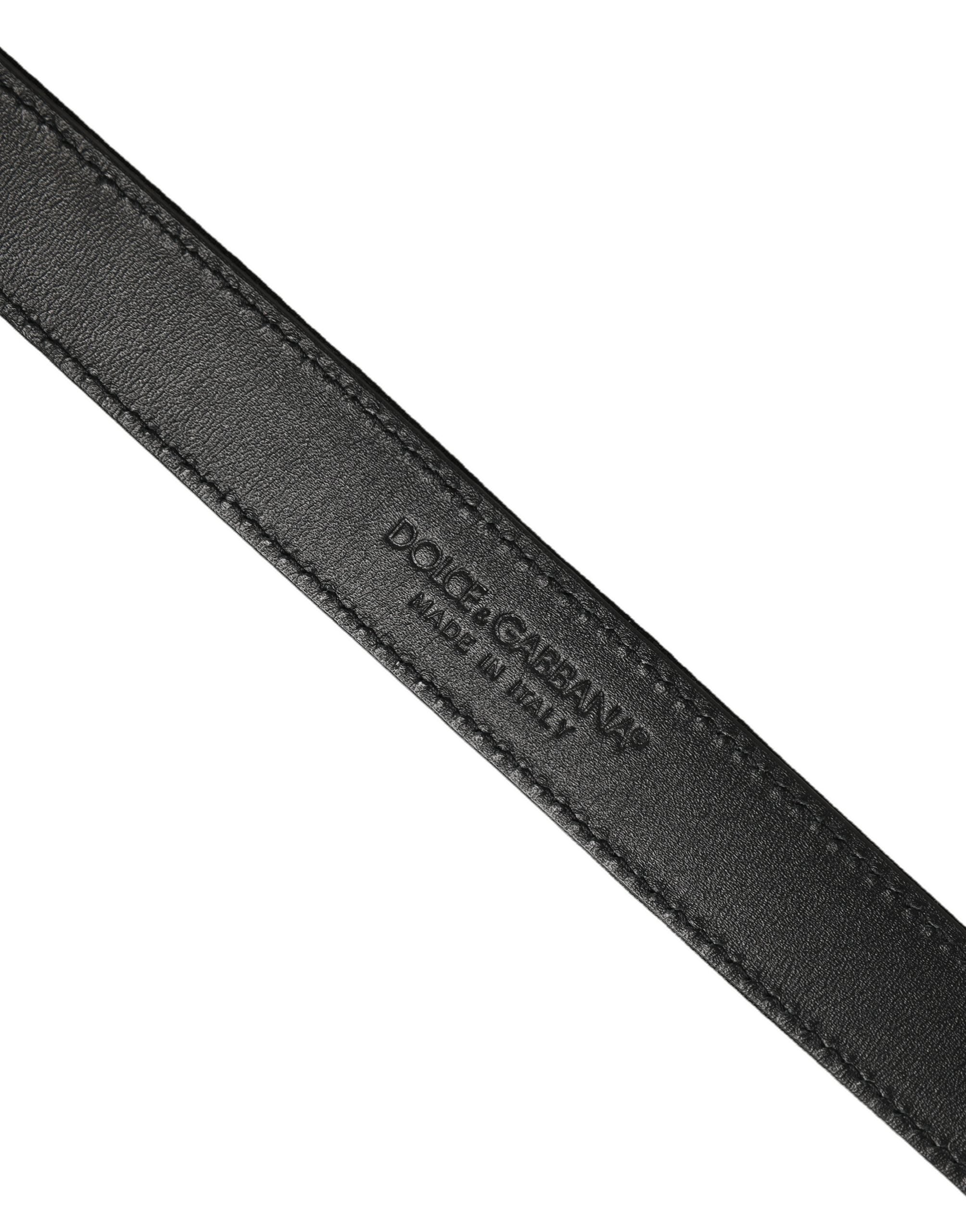 Dolce & Gabbana Black Classic Leather Silver Tone Buckle Belt
