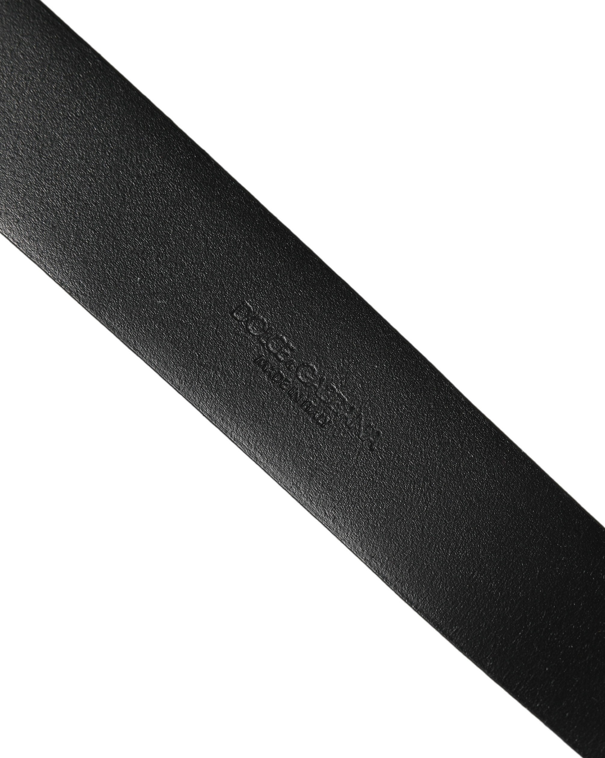 Dolce & Gabbana Black Calf Leather Classic Silver Buckle Belt