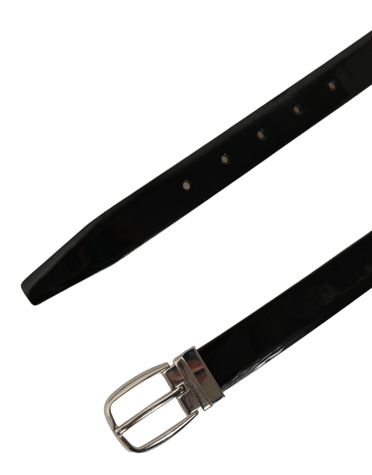 Dolce & Gabbana Black Classic Leather Silver Tone Buckle Belt