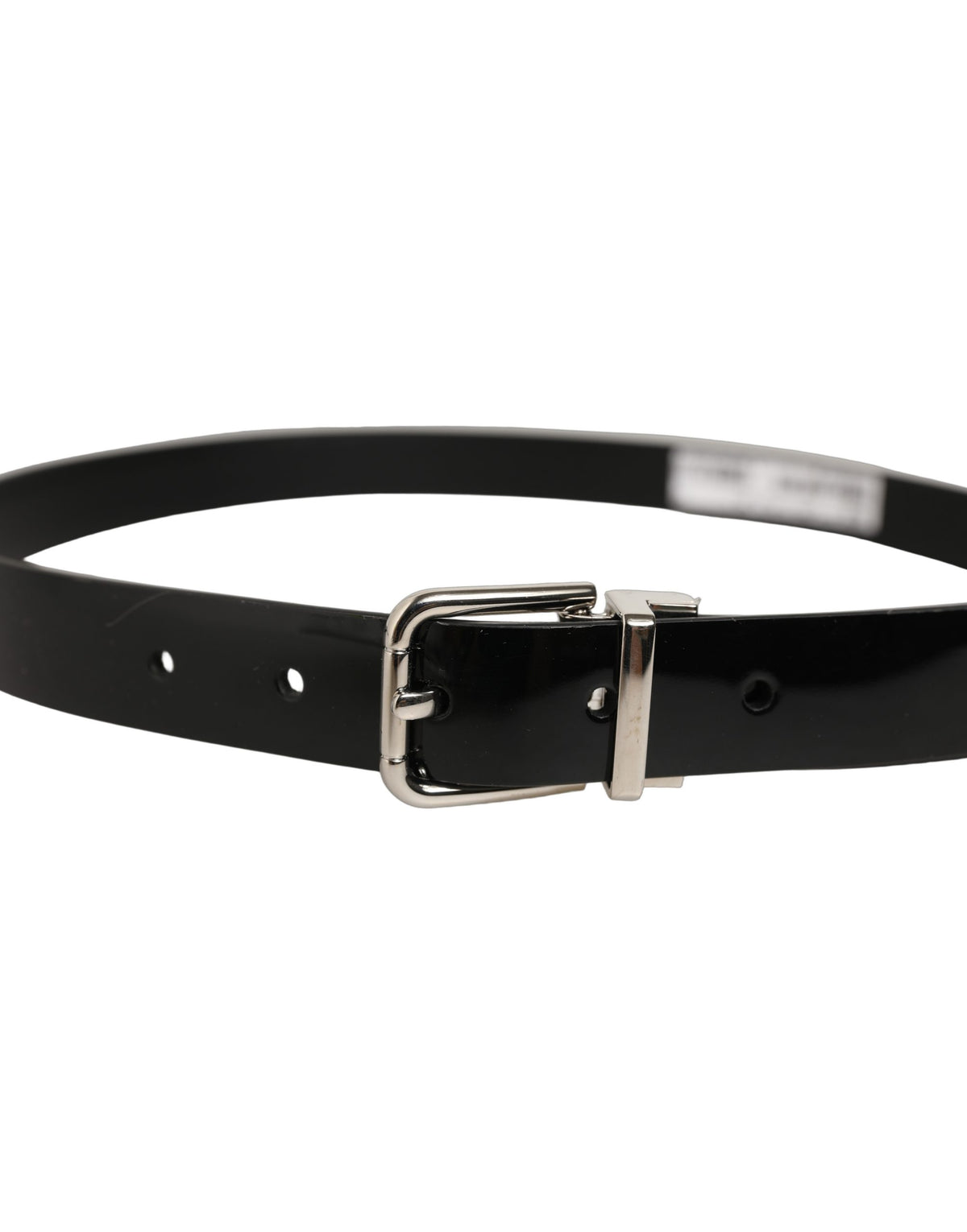 Dolce & Gabbana Black Classic Leather Silver Tone Buckle Belt