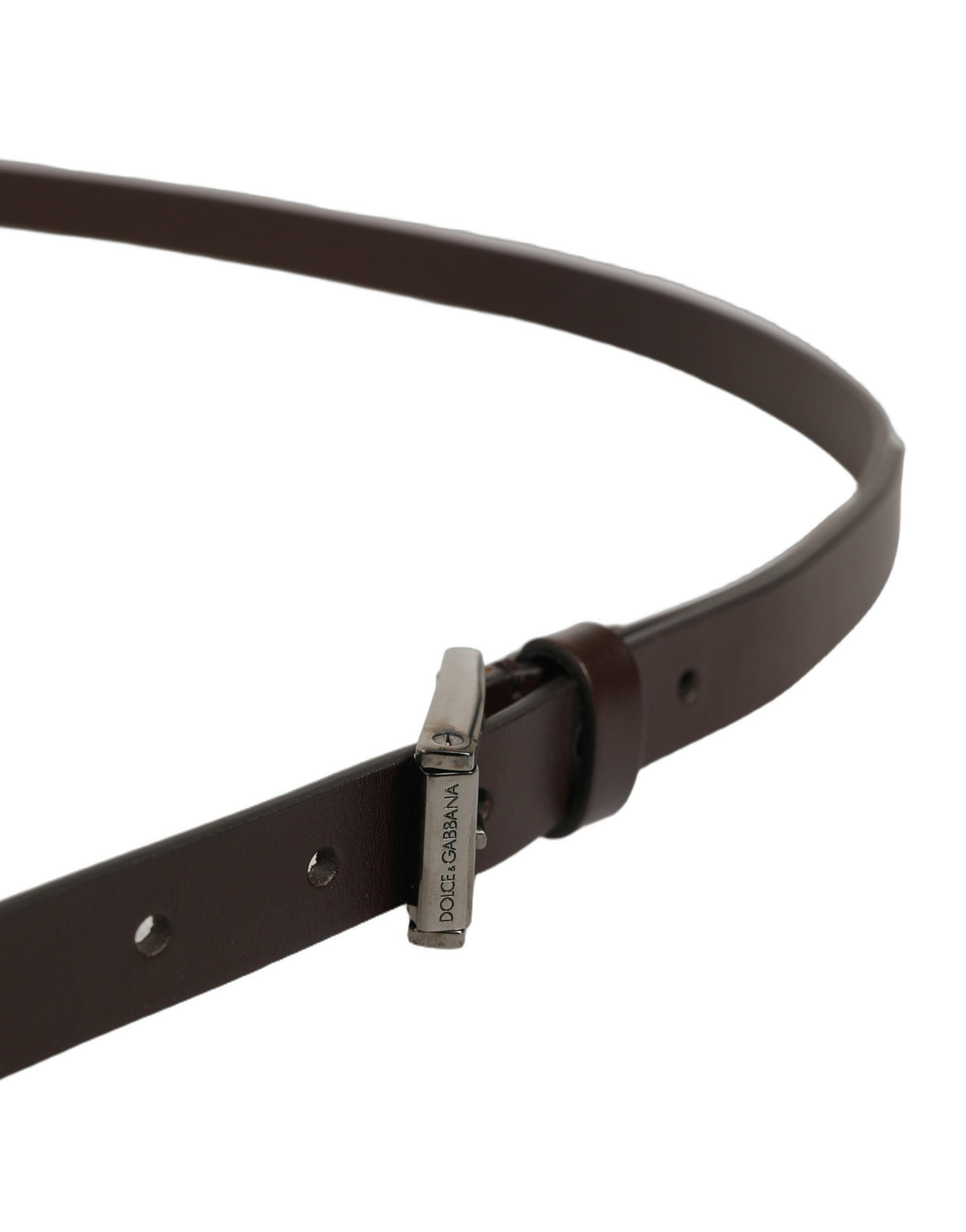 Dolce & Gabbana Brown Leather Double Wrap Metal Buckle Belt