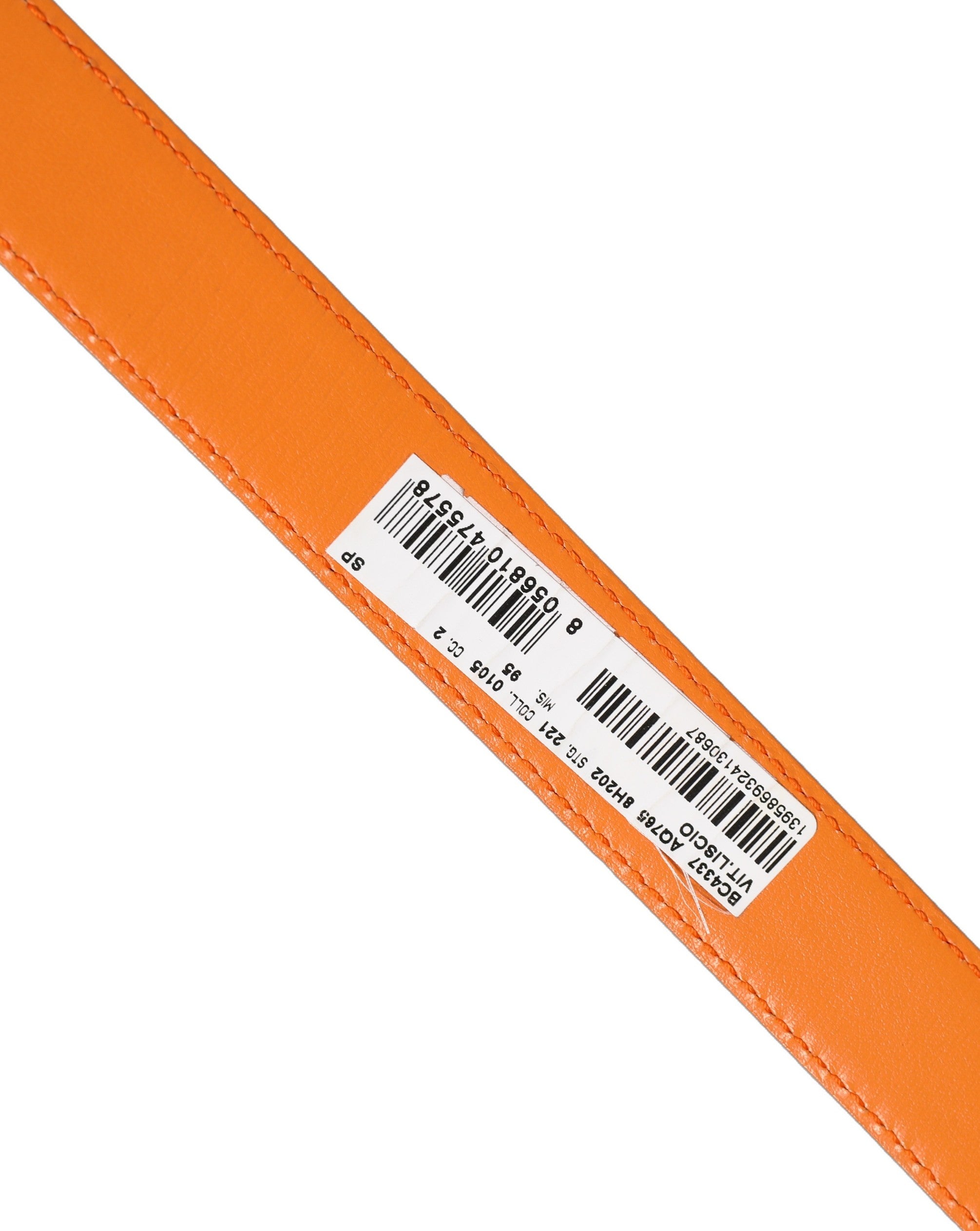 Dolce & Gabbana Orange Leather Silver Tone Metal Buckle Belt
