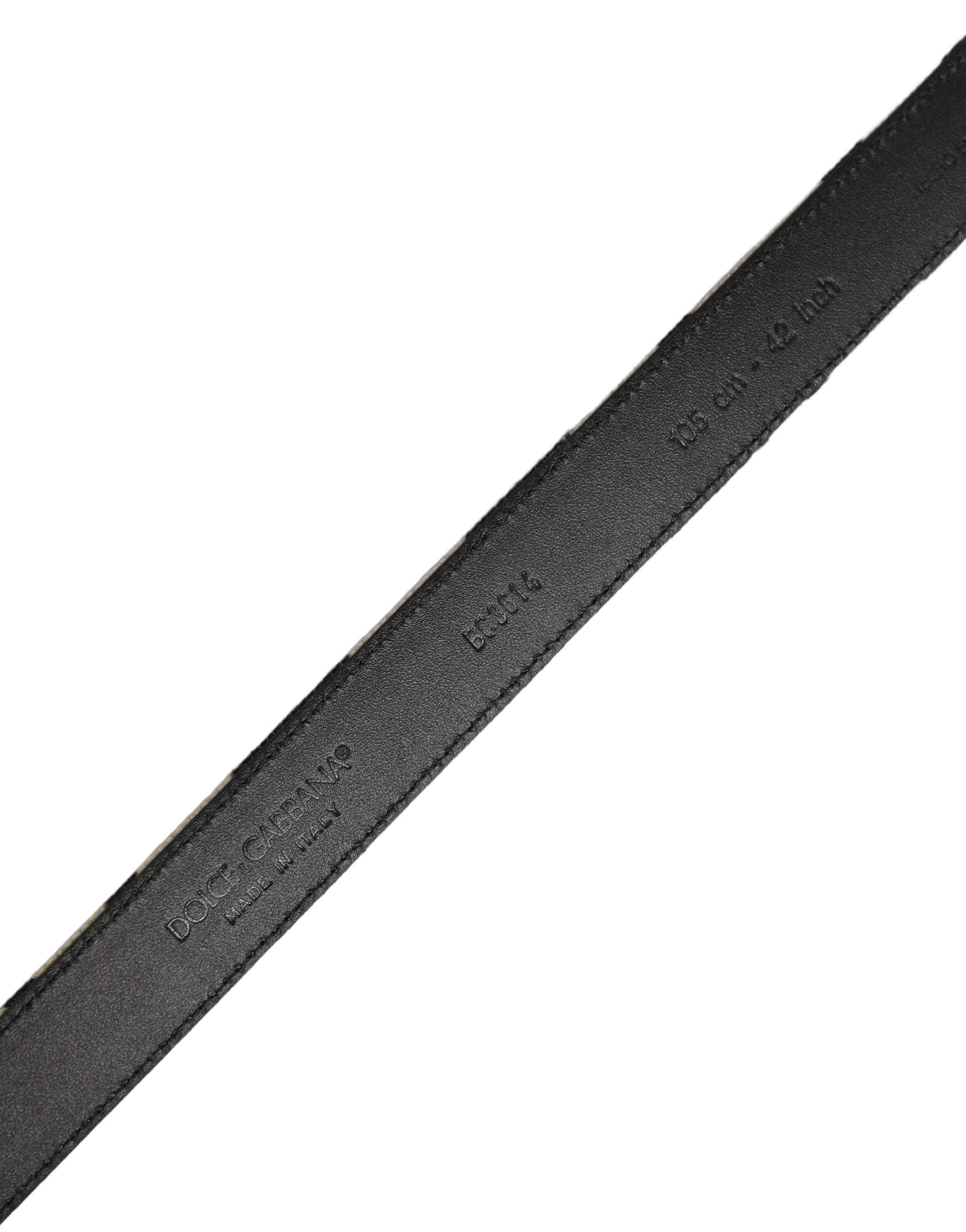 Dolce & Gabbana Black Ivory Silver Tone Metal Buckle Belt