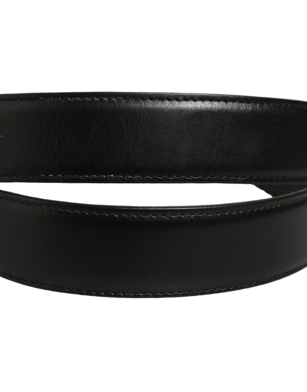 Dolce & Gabbana Black Classic Leather Silver Tone Buckle Belt