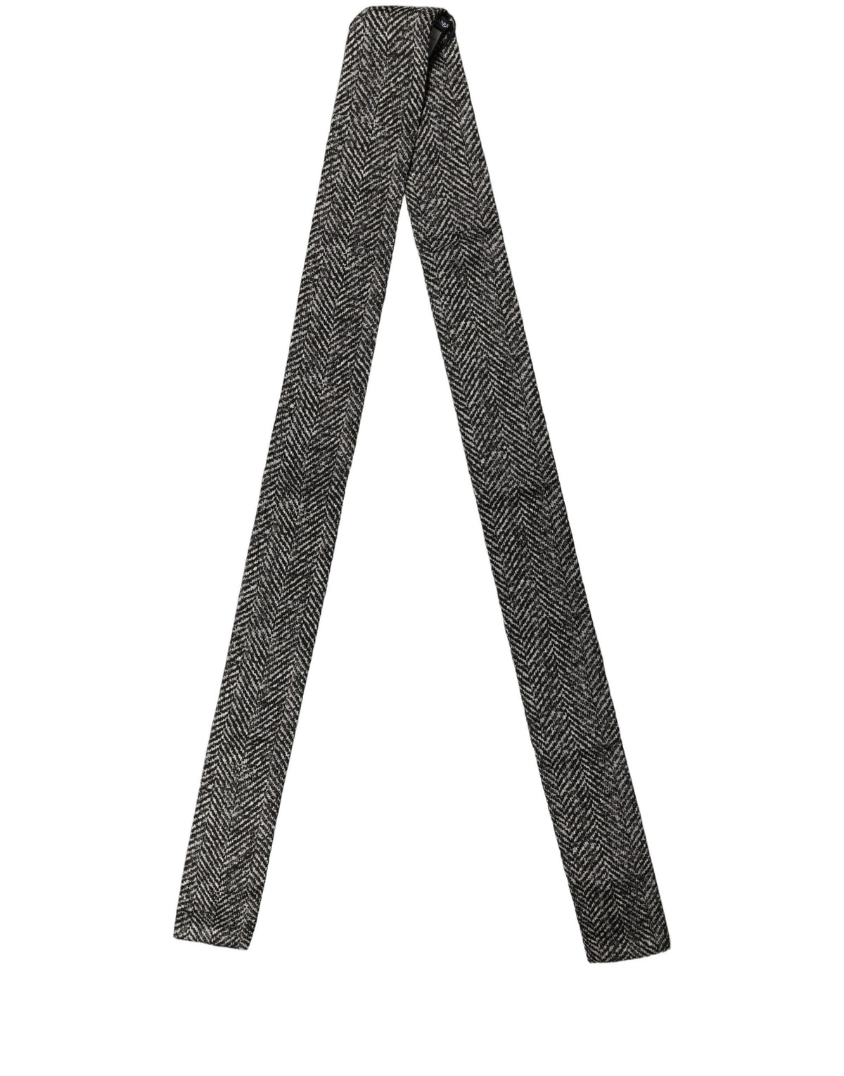 Dolce & Gabbana Black White Herringbone Tweed Shawl Scarf