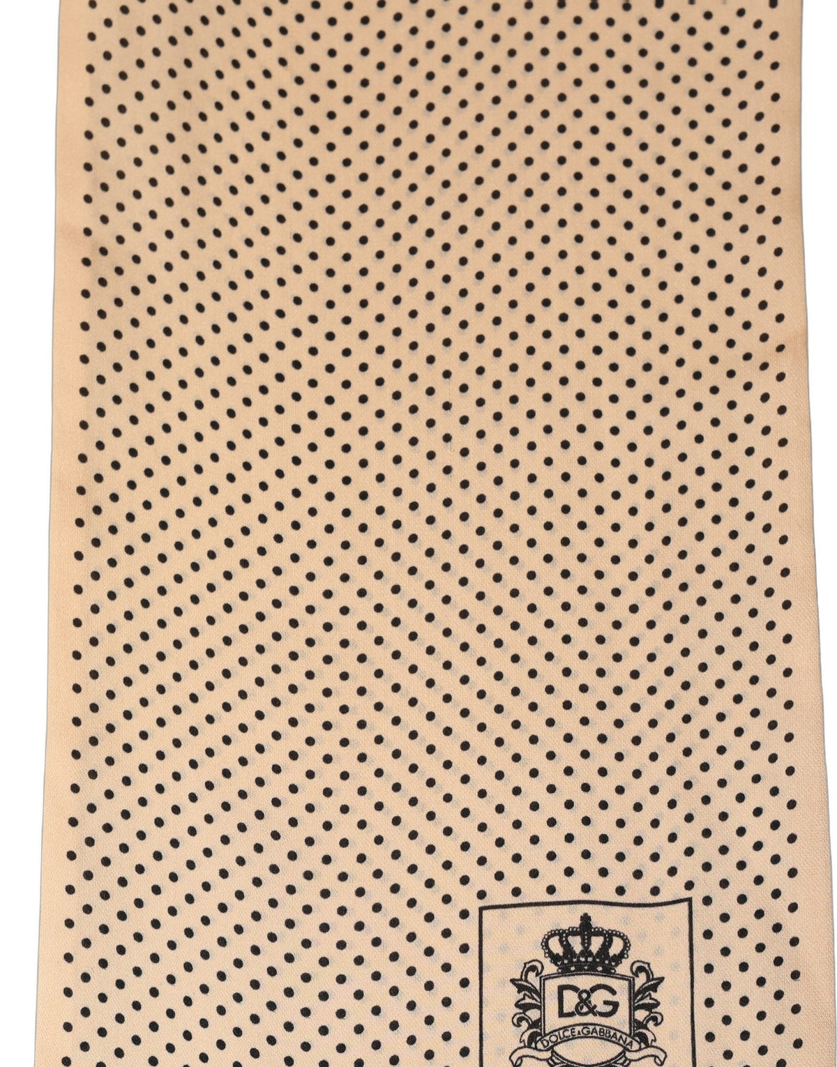 Dolce & Gabbana Beige Silk Dotted Fringed Neck Shawl Scarf