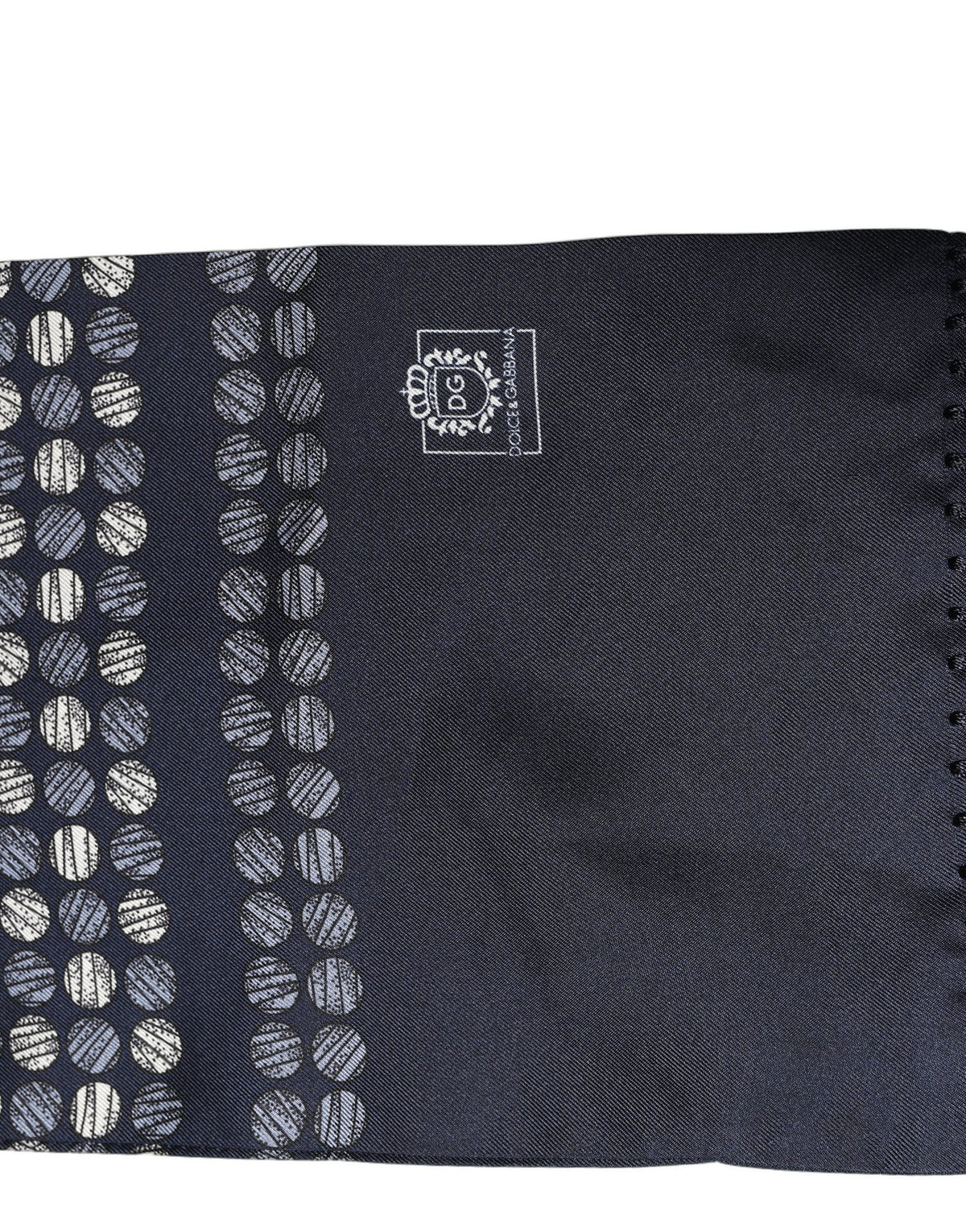 Dolce & Gabbana Men Navy Blue Geometric Dot Silk Fringed Neck Shawl Scarf