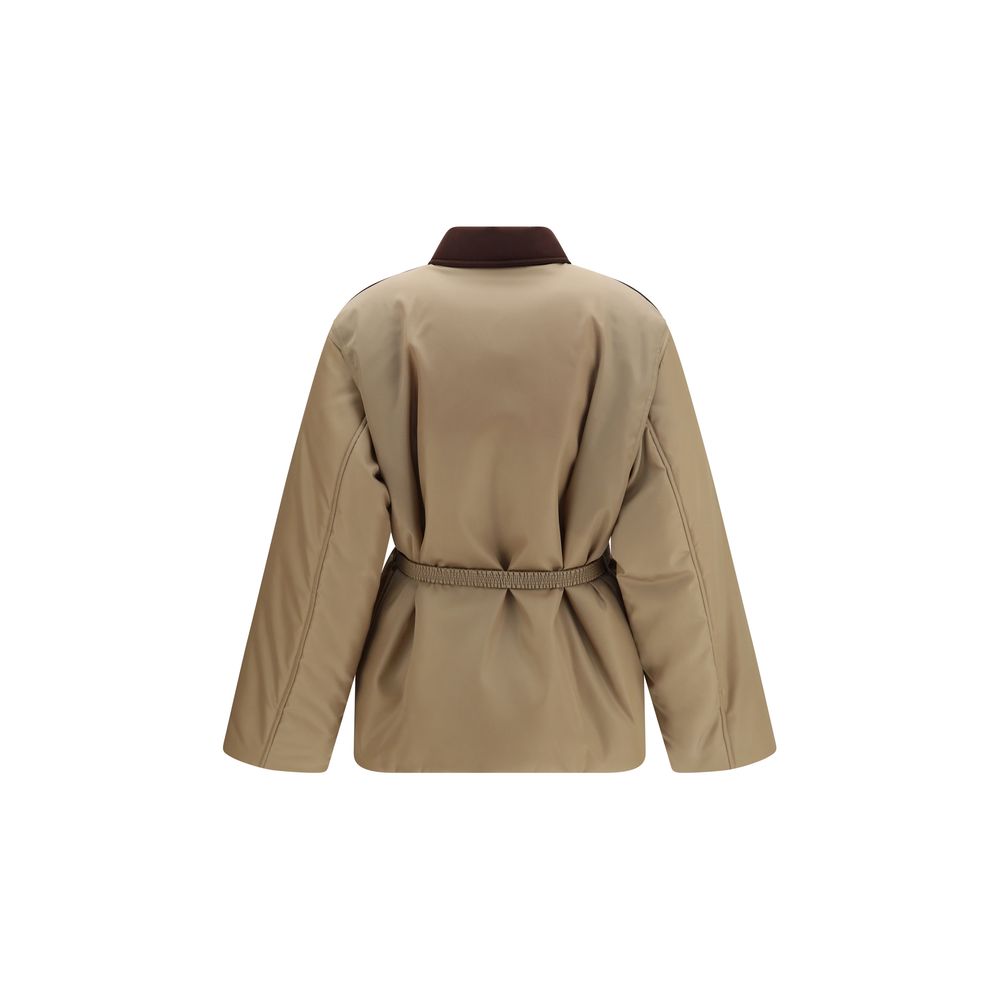 Versace Beige Nylon Full-Length Jacket