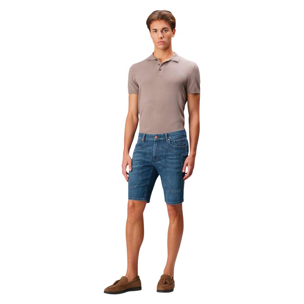 Jeckerson Blue Recycled Cotton Bermuda Shorts