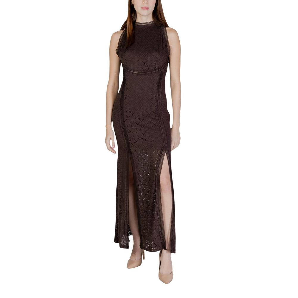 Guess Brown Polyamide Long Dress