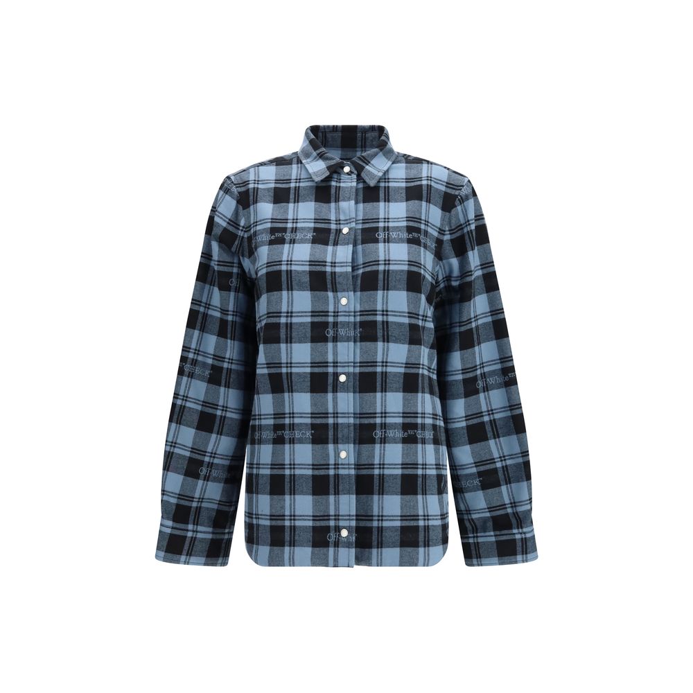 Off-White Blue Cotton Full-Length Jacket