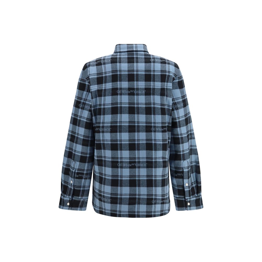 Off-White Blue Cotton Full-Length Jacket