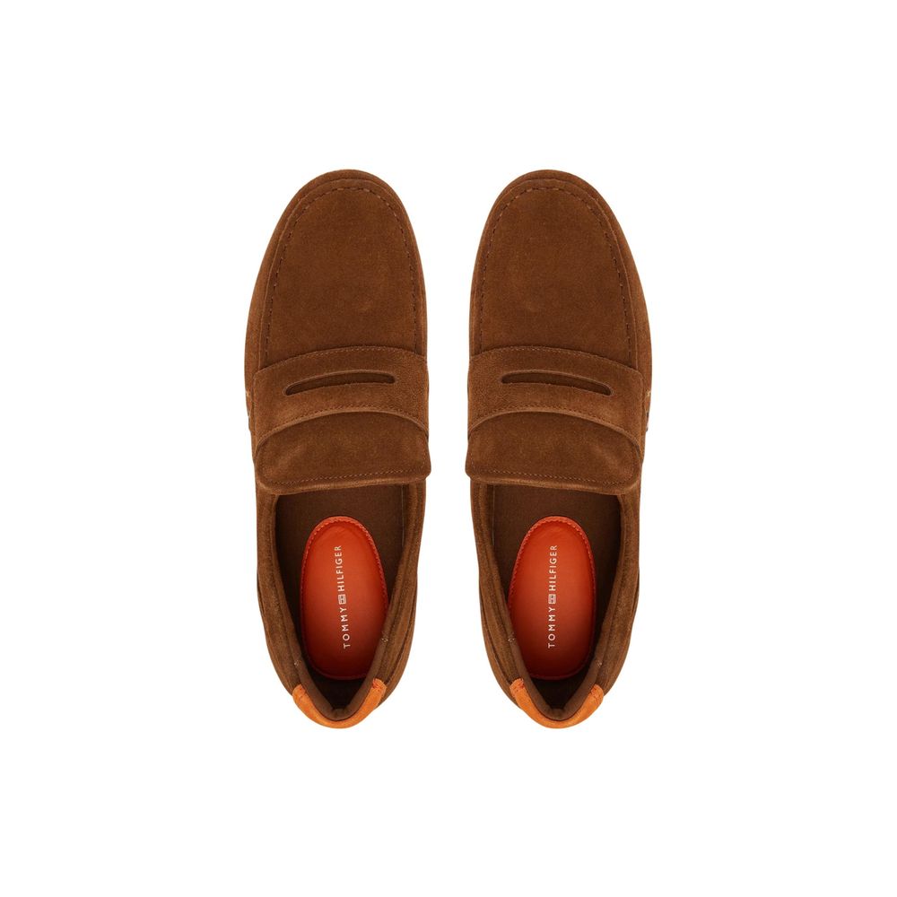 Tommy Hilfiger Brown Suede Leather Slip-On Loafers