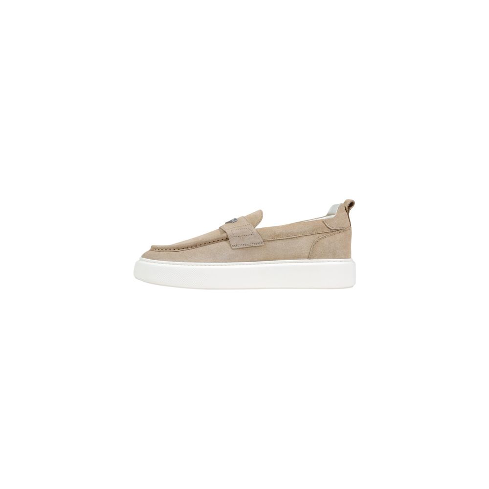 Antony Morato Beige Leather Slip-On Loafers