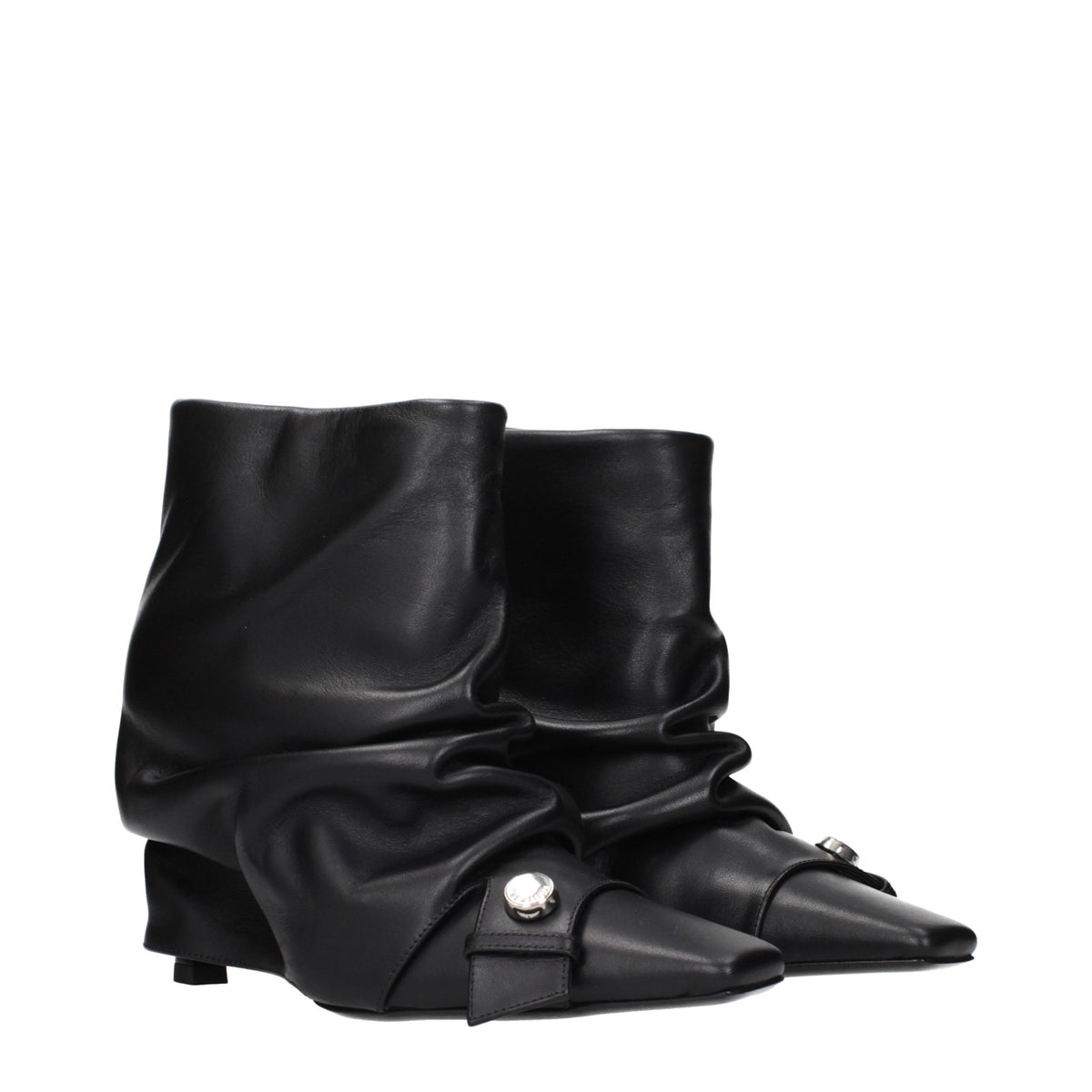 The Attico Black Leather Ankle Boots