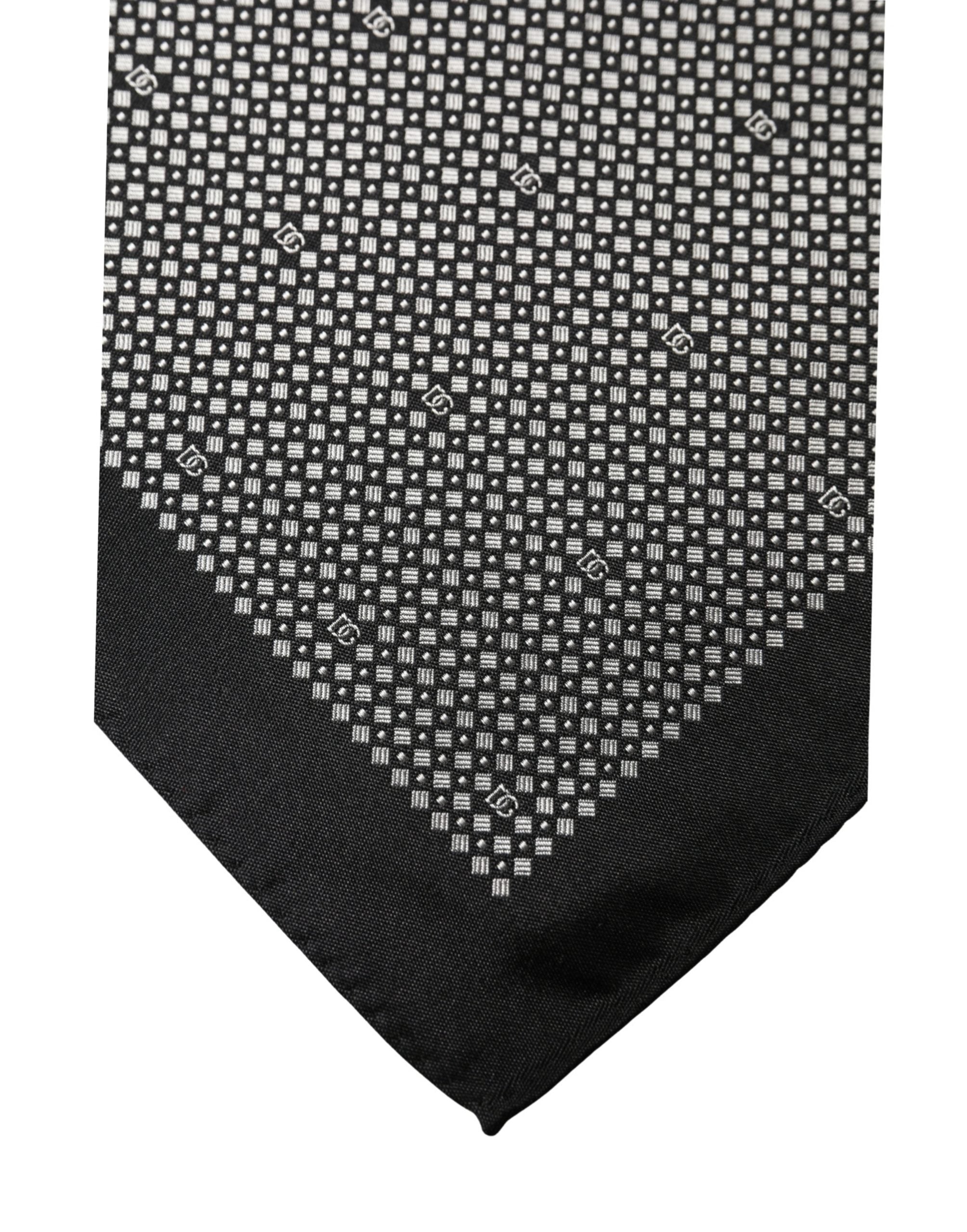 Dolce & Gabbana Black White Patterned Pocket Square Scarf